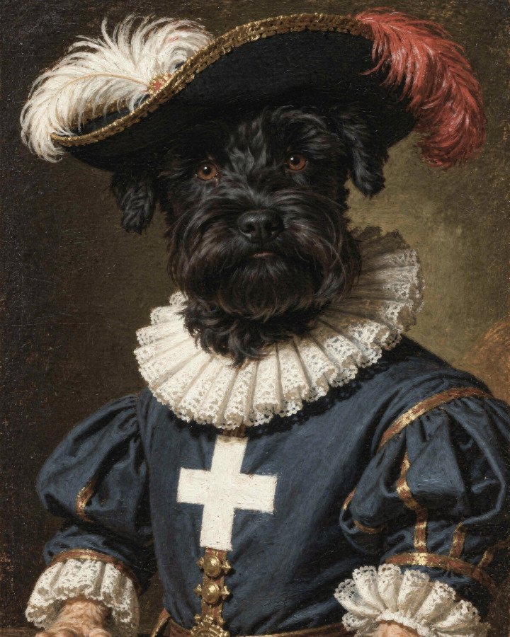Exemple de portrait Le Mousquetaire pour un chien