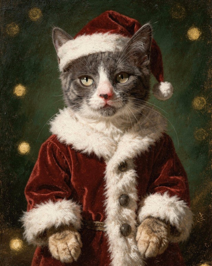 Exemple de portrait Le Père Noël pour un chat