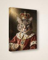 Portrait Le Roi sur toile 30 × 40 cm, vue de trois quarts : côtés en miroir, châssis en bois (photomontage)