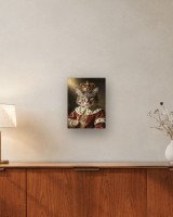 Portrait Le Roi sur toile 30 × 40 cm, accrochée au-dessus d’un meuble (photomontage, échelle indicative)