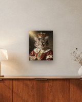 Portrait Le Roi sur toile 40 × 50 cm, accrochée au-dessus d’un meuble (photomontage, échelle indicative)