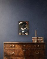 Portrait Le Mousquetaire sur toile 30 × 40 cm, accrochée au-dessus d’un meuble (photomontage, échelle indicative)