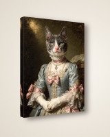 Portrait La Marquise sur toile 30 × 40 cm, vue de trois quarts : côtés en miroir, châssis en bois (photomontage)