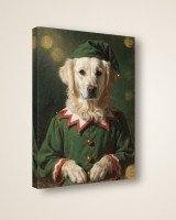 Portrait Le Lutin sur toile 30 × 40 cm, vue de trois quarts : côtés en miroir, châssis en bois (photomontage)