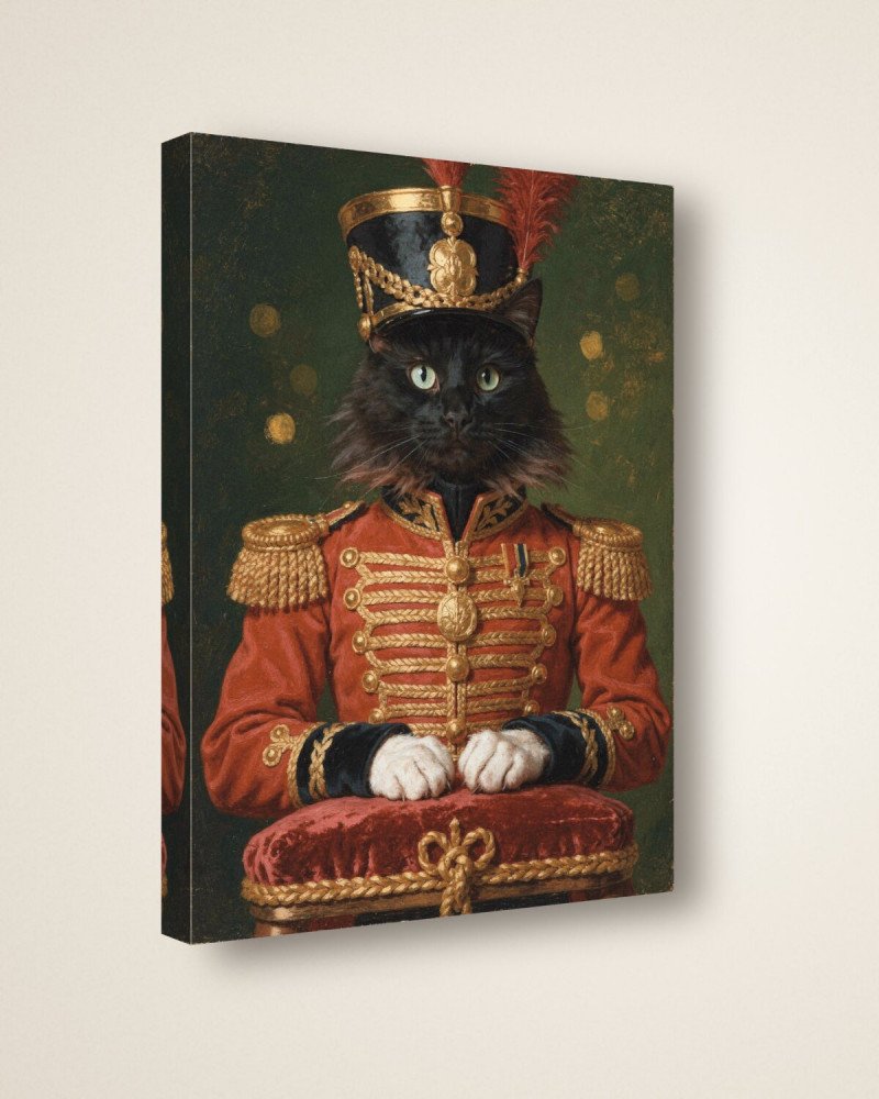 Portrait Le Casse-noisette sur toile 30 × 40 cm, vue de trois quarts : côtés en miroir, châssis en bois (photomontage)