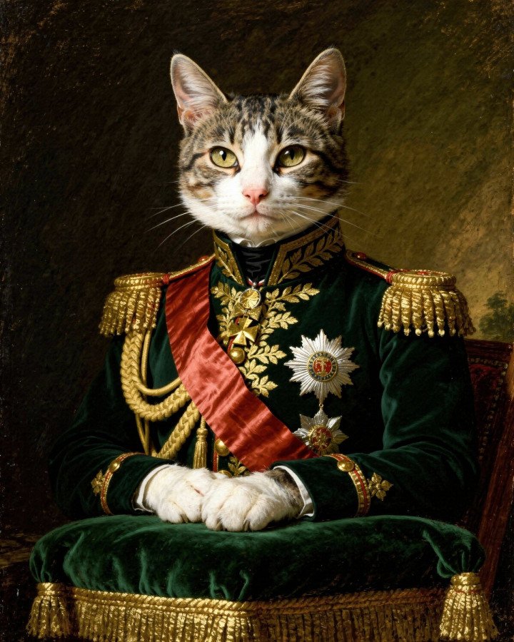Exemple de portrait Le Général pour un chat