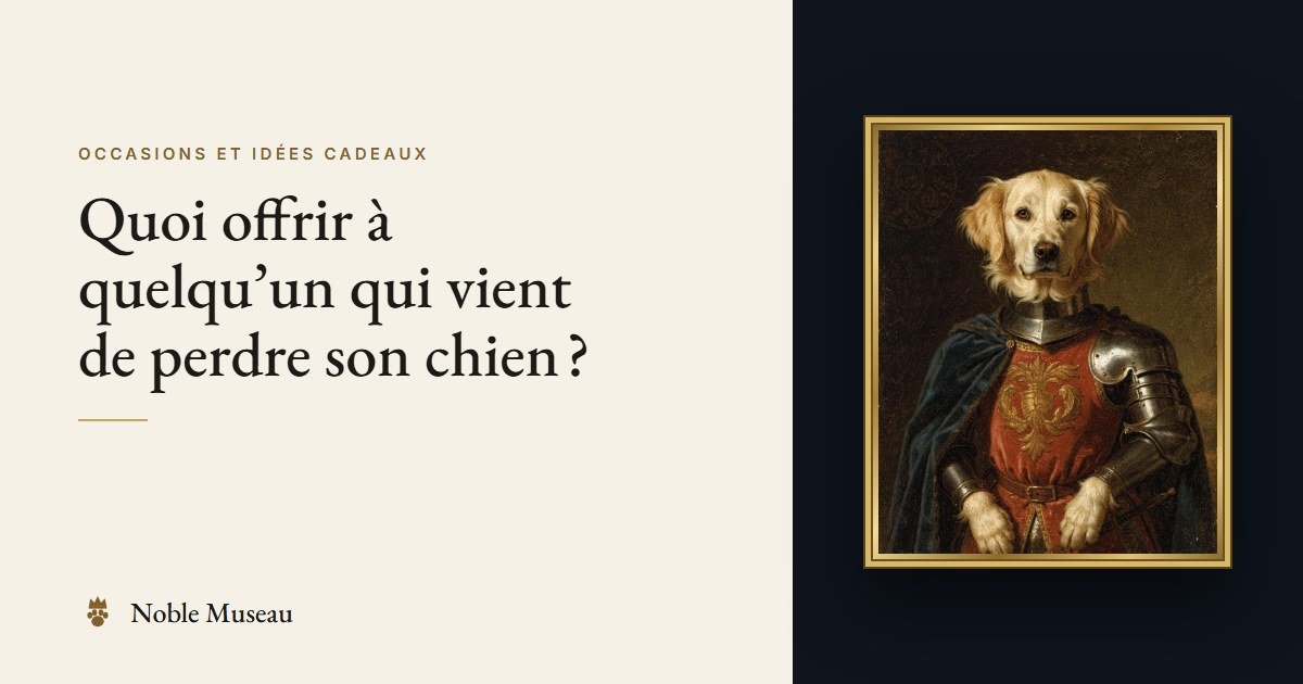 Exemple de portrait : un chien en chevalier, dans un cadre doré