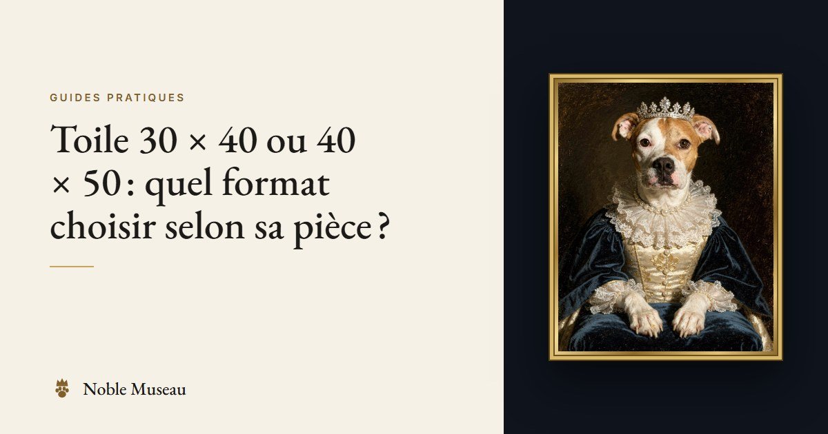 Exemple de portrait : un chien en reine, dans un cadre doré