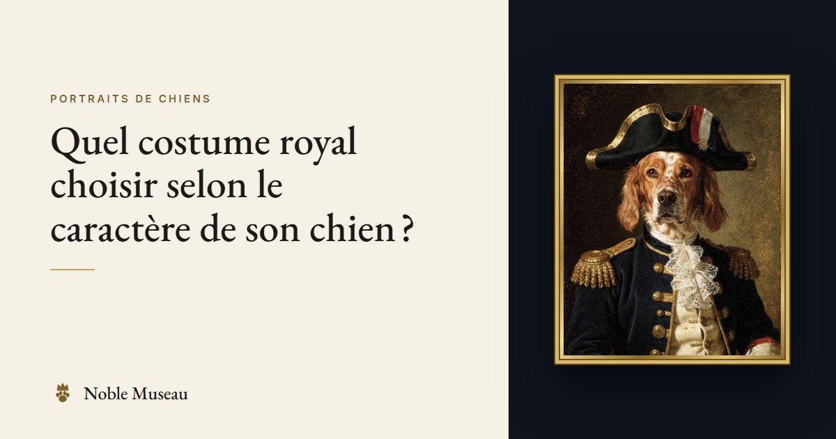 Exemple de portrait : un chien en amiral, dans un cadre doré