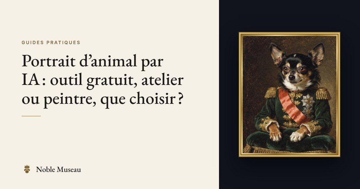 Exemple de portrait : un chien en général, dans un cadre doré